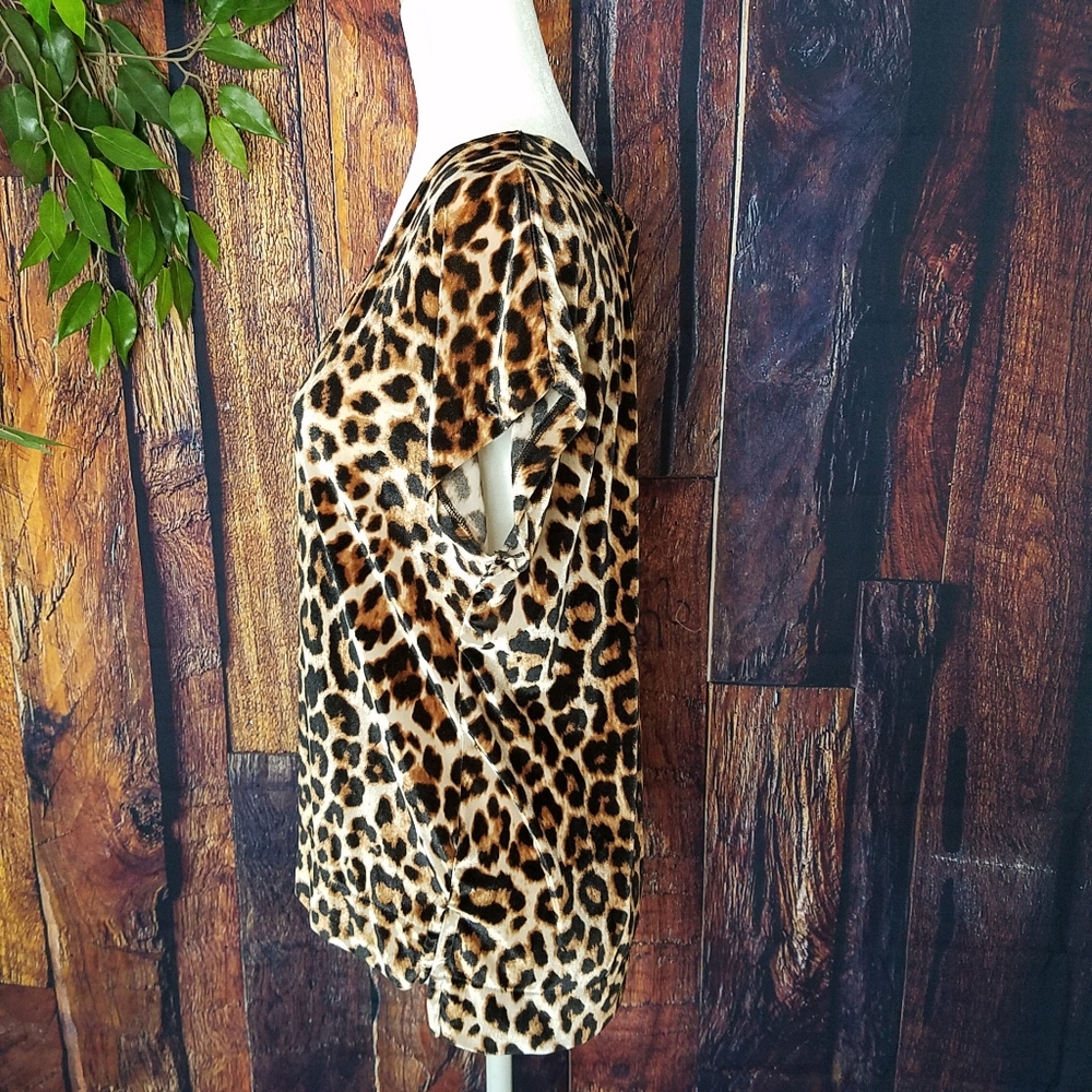Holly Hock Lucky Brand Leopard Print Velvet Blouse - Picture 3 of 8